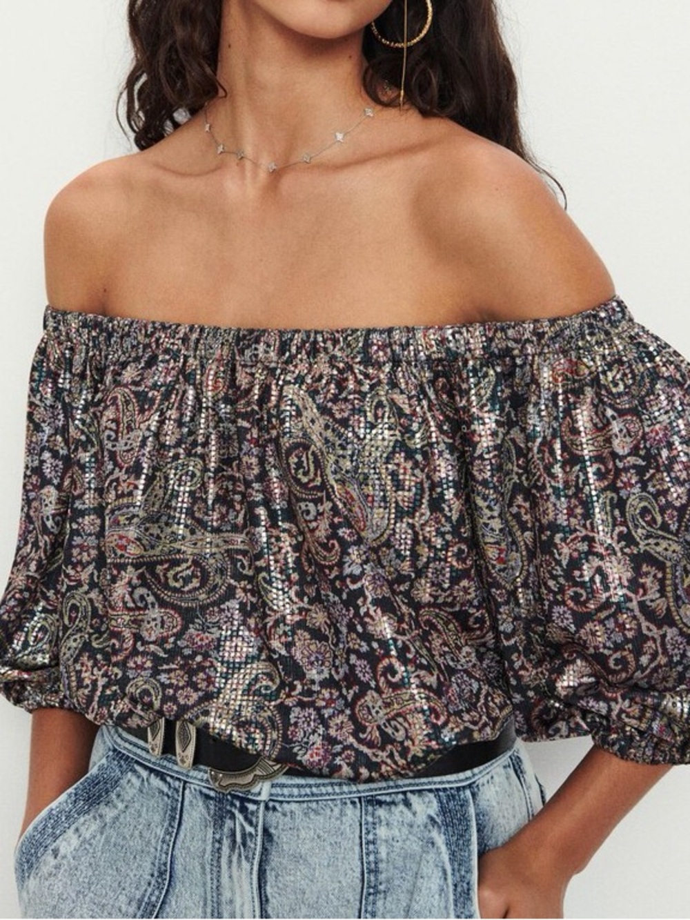 ba&sh Gustave metallic Paisley top